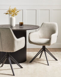 Beliani Set Of 2 Dining Chairs Swivel Jodar Fabric Taupe - thumbnail 2