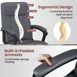 Gainoom Upholstered Grey Executive Chair Ergonomic Computer Desk Chair - thumbnail 5