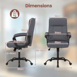 Gainoom Upholstered Grey Executive Chair Ergonomic Computer Desk Chair - thumbnail 2