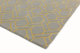 Silver Yellow Wool Handmade Luxurious Modern Geometric ,chequered Rug For Living Room And Bedroom-160Cm X 230Cm - thumbnail 2