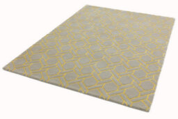 Silver Yellow Wool Handmade Luxurious Modern Geometric ,chequered Rug For Living Room And Bedroom-160Cm X 230Cm - thumbnail 3