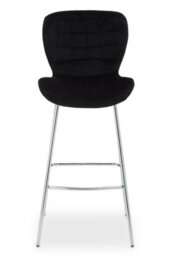 Orsina Black Velvet Bar Chair, Quilted Upholstery With Silver Finish Legs, Modern High Stool For Home Bar - thumbnail 1