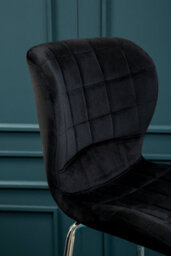 Orsina Black Velvet Bar Chair, Quilted Upholstery With Silver Finish Legs, Modern High Stool For Home Bar - thumbnail 5