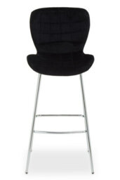 Orsina Black Velvet Bar Chair, Quilted Upholstery With Silver Finish Legs, Modern High Stool For Home Bar - thumbnail 6