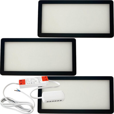 3X Matt Black Ultra-Slim Led Under Cabinet Kitchen Light Kit With Driver - Warm White Glow - image 1