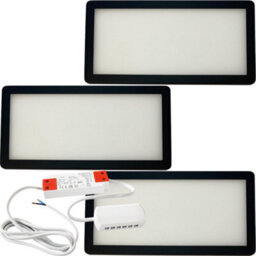 3X Matt Black Ultra-Slim Led Under Cabinet Kitchen Light Kit With Driver - Warm White Glow