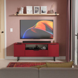 Marsala Ready Assembled Matt Red Tv Unit & 1 Drawers, (H)56.6Cm X (W)144Cm X (D)39.5Cm