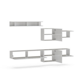 Decorotika Barcelona Moduler Modern Tv Unit Wall Mount High Gloss White - thumbnail 5