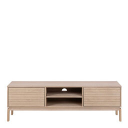 Wyld Haus Nakskov White Pigmented Oak Panelled 2-Door Tv Unit - thumbnail 3