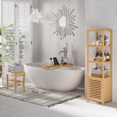 Homcom Extendable Bath Tub Bathroom Tray Bathtub Caddy Shelf Wine Holder Book - image 1