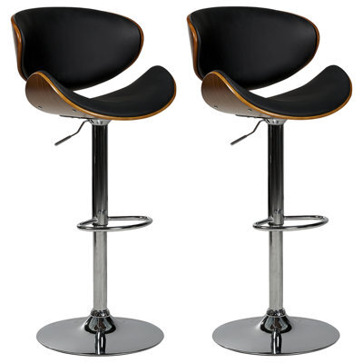Beliani Set Of 2 Bar Chairs Rotterdam Faux Leather Swivel Black - image 1