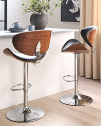 Beliani Set Of 2 Bar Chairs Rotterdam Faux Leather Swivel Black - thumbnail 2