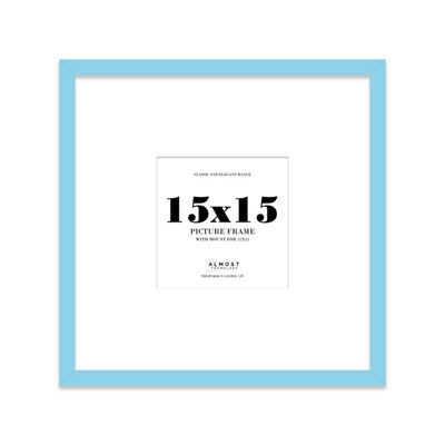"15X15"" Light Blue Picture Frame - 15X15"" Square Frame With 11X11"" Mount For 15X15""/11X11"" Pictures Moderrn Style Thin Edge, 1 Pack" - image 1