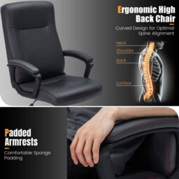 Costway Upholstered Executive Office Chair Ergonomic Computer Desk Chair Swivel Task Chair - thumbnail 5
