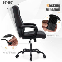 Costway Upholstered Executive Office Chair Ergonomic Computer Desk Chair Swivel Task Chair - thumbnail 6
