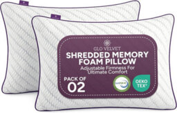 Zuvo Adjustable Shredded Memory Foam Pillow For Neck And Shoulder Support Customisable For Side And Back Sleepers Pack Of 2 - thumbnail 1