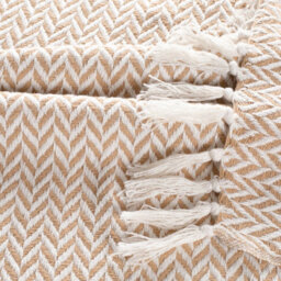 Ehc Herringbone Cotton Throw For Double Bed Sofa Couch,150 X 200 Cm, Beige - thumbnail 4