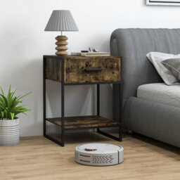 Homcom Modern Bedside Table, Nightstand With Drawer Shelf Rustic Brown - thumbnail 7