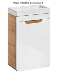 Impact Furniture Cloakroom Vanity Unit 400mm Bathroom Wall Hung Cabinet White Gloss Oak Aruba - thumbnail 4