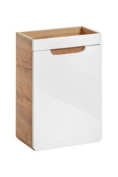 Impact Furniture Cloakroom Vanity Unit 400mm Bathroom Wall Hung Cabinet White Gloss Oak Aruba - thumbnail 2