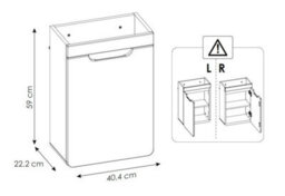 Impact Furniture Cloakroom Vanity Unit 400mm Bathroom Wall Hung Cabinet White Gloss Oak Aruba - thumbnail 5