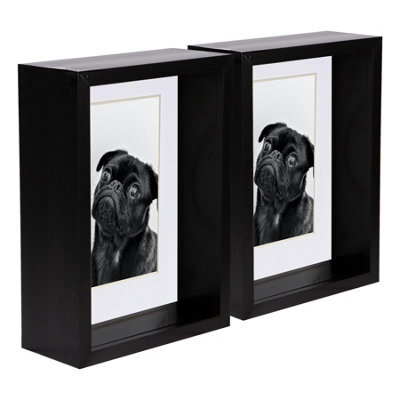 "Nicola Spring 5 X 7"" Deep Photo Frames - Black/white Mount - 3D Deep Box Picture Frame Display Case (20 X 15Cm) X2" - image 1