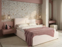 Beliani Ottoman Bed Fabric Lagarde 160 X 200 Cm (Eu King Size) Off-White - thumbnail 2