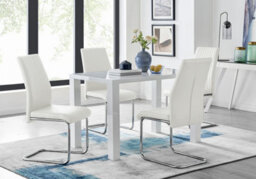 Furniturebox Pivero White High Gloss Dining Table And 4 White Lorenzo Chairs Set - thumbnail 1