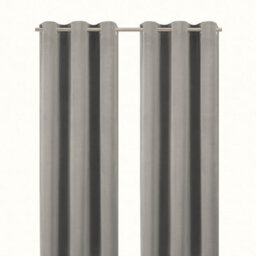GoodHome Valgreta Grey Velvet Lined Eyelet Curtain (W)117Cm (L)137Cm, Pair - thumbnail 1