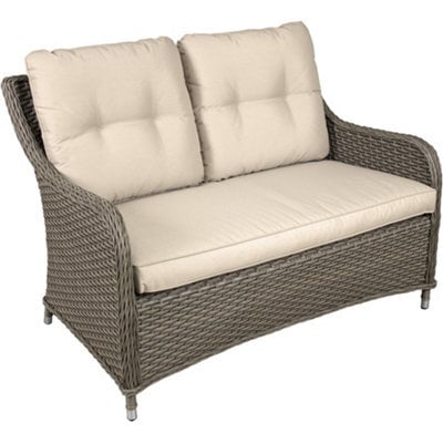 Loops 2 Seater Rattan Wicker Garden Sofa & Cushions - Indoor & Outdoor Dining Lounge - image 1