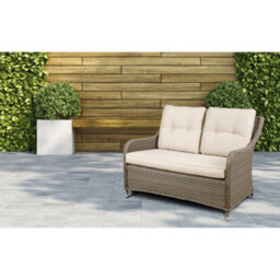 Loops 2 Seater Rattan Wicker Garden Sofa & Cushions - Indoor & Outdoor Dining Lounge - thumbnail 7