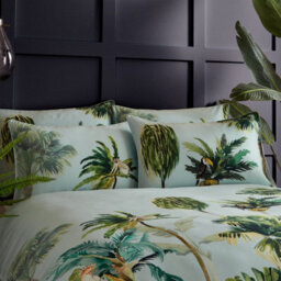 Paoletti Forsteriana Palms 100% Cotton Duvet Cover Set, Double, Blue - thumbnail 5