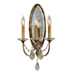 Elegant 3 Bulb Wall Light Sconce In Oxidized Bronze With Led E14 60W Bulbs