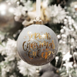 & Gold Ceramic Bauble- Spread Christmas Cheer 2 Pack - Grey