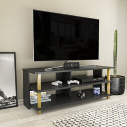 Decorotika Pueblo Tv Stand Tv Unit For Tv's Up To 55 Inches Gold And Anthracite - thumbnail 3