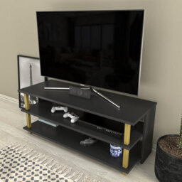 Decorotika Pueblo Tv Stand Tv Unit For Tv's Up To 55 Inches Gold And Anthracite - thumbnail 2