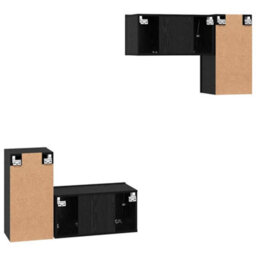 Berkfield Tv Cabinet Set 4 Pcs Black Oak 60 X 30 X 30 Cm Engineered Wood - thumbnail 9