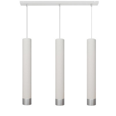 Luminosa Lighting Luminosa Tuba Straight Bar Pendant Ceiling Light White, Chrome 60Cm