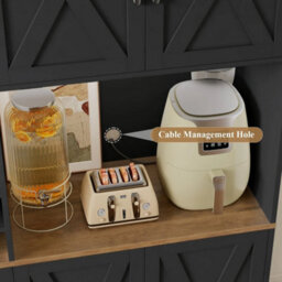 Black Kitchen Cupboard,180Cm Tall Kitchen Cabinet, Pantry Cupboard Removable Wine Rack - thumbnail 5
