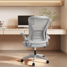 Onemill Ergonomic Swivel Mid Back Office Chair With Adjustable Height And Flip-Up Armrest - Grey - thumbnail 8