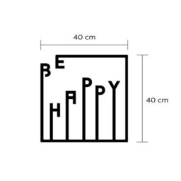 Decortie Modern Metal Wall Art Happy Theme Home Ornament Decorative Minimalist Design Hanging Wall Sculpture, Black - thumbnail 4