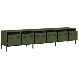 Berkfield Tv Cabinet Olive Green 202X39X43.5 Cm Cold-Rolled Steel - thumbnail 4