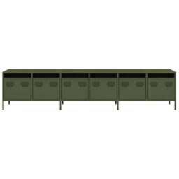 Berkfield Tv Cabinet Olive Green 202X39X43.5 Cm Cold-Rolled Steel - thumbnail 5