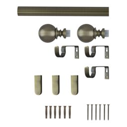 GoodHome Antiki Satin Antique Brass Effect Extendable Ball Single Curtain Pole Set, (L)2000mm-3300mm (Dia)28mm - thumbnail 2