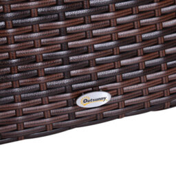 Outsunny Rattan Wicker Tea Coffee Table W/ Umbrella Hole Storage Space Brown - thumbnail 9