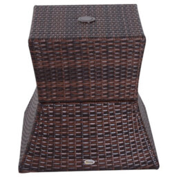 Outsunny Rattan Wicker Tea Coffee Table W/ Umbrella Hole Storage Space Brown - thumbnail 7