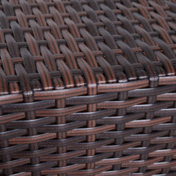Outsunny Rattan Wicker Tea Coffee Table W/ Umbrella Hole Storage Space Brown - thumbnail 6