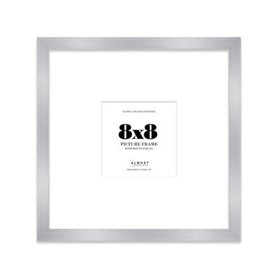 "8X8"" Silver Picture Frame - 8X8"" Square Frame With 5X5"" Mount For 8X8""/5X5"" Pictures Moderrn Style Thin Edge, 1 Pack" - image 1