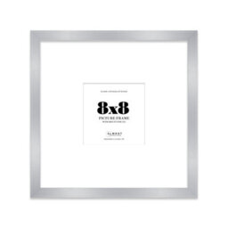 "8X8"" Silver Picture Frame - 8X8"" Square Frame With 5X5"" Mount For 8X8""/5X5"" Pictures Moderrn Style Thin Edge, 1 Pack" - thumbnail 1