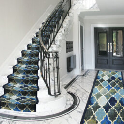 "Bravich Hard Wearing Non-Slip Kitchen Runner Mat - Blue Anejo - 2'2""x1'ft (66X30Cm)" - thumbnail 1